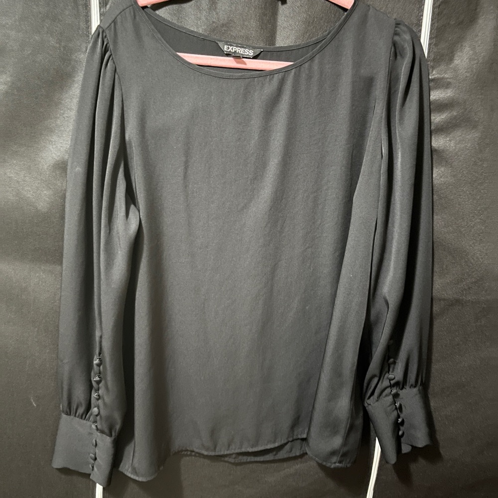 Express Blouse with Button Sleeve Accent